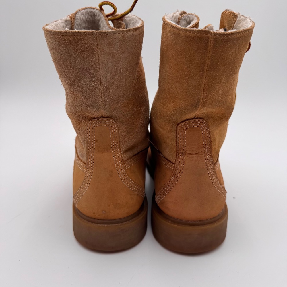Timberland Waterproof Wheat Nubuck Suede Faux Fur Lined Lace Up Boots Womens 8 - Picture 3 of 16